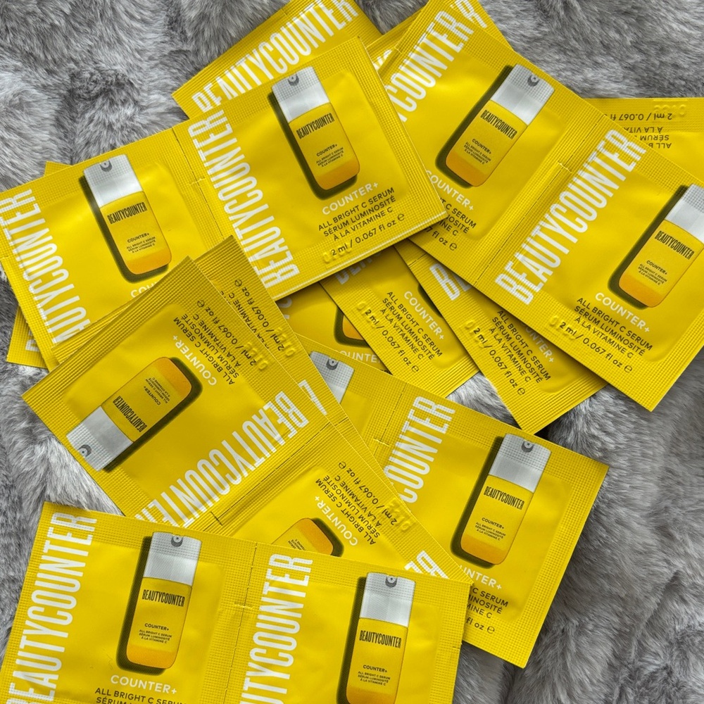Beautycounter All Bright Vitamin C Serum - Yellow sample packets. 15 packets inc